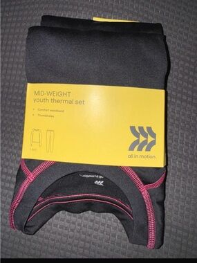 all in motion Black Youth Thermal Set with Pink Trim